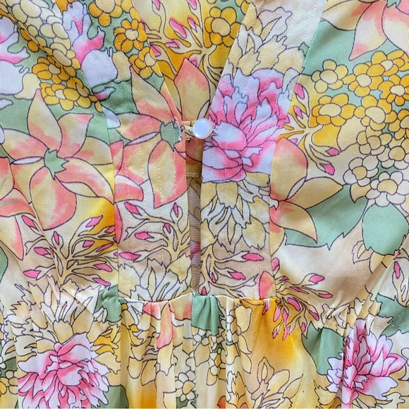 Vintage 70s Deadstock Floral Full Length Nightgown Sz Small - Picture 6 of 6
